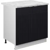 Vicco Fame-Line Wastafelkast – 80 cm met legplank, WB Marmer Zwart gestreept