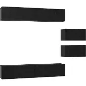 Syfax Tv-meubelset Wandgemonteerd 6 pcs Zwart Eiken Bewerkt hout