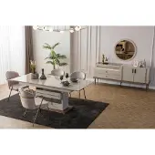 AEA s Esszimmer Set Esstisch 6x Stühle Sideboard Spiegel 9 tlg
