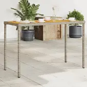 Prolenta Maison Exclusive - Tuintafel met acaciahout blad, grijs, 115x54x74 cm, polyrotan