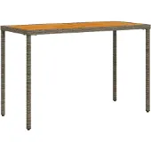 Syfax Tuintafel met acaciahouten blad 115x54x74 cm poly rattan grijs