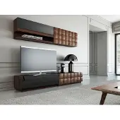 AEA Wohnzimmer Komplett 4tlg TV-Ständer Wohnwand Holzmöbel Wandregal Wandschrank