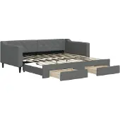 vidaXL Slaapbank onderschuifbed en lades 90x190 cm stof donkergrijs