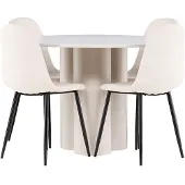 Ebuy24 Olivia eethoek tafel Ø110cm en 4 velours stoelen beige.