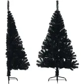 Syfax Kunstkerstboom met standaard half 150 cm PVC zwart