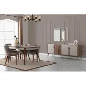 AEA Edle Esszimmergruppe Luxus Esszimmer Set Designer Tisch Spiegel Stühle