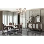 AEA Komplette Essgruppe Esszimmer Esstisch Holz Set 12tlg Braun Sideboard