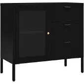 Syfax Dressoir 75x35x70 cm staal en gehard glas zwart