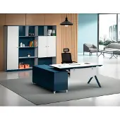 AEA Arbeitszimmer Blau-Weißer Schreibtisch Designer Holz Tisch Edle Möbel