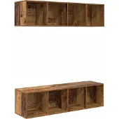 Syfax Tv-meubelset Wandgemonteerd 3 pcs Oud Hout Bewerkt hout