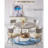 AEA Komplette Esszimmer Garnitur Runder Tisch + 4x Lehnstuhl Stühle Essgruppe Set