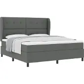 vidaXL Boxspring bed met hoofdeinde Donkergrijs 180 x 200 cm Stof