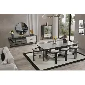 AEA Moderne Esszimmergarnitur Esstisch 8x Stühle Sideboard Spiegel 11tlg
