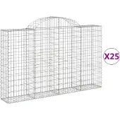 vidaXL Schanskorven 25 st gewelfd 200x30x120/140 cm ijzer