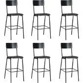 Syfax Barstoelen 6 st massief multiplex staal zwart