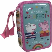 Northix Pennenetui met drie vakken voor kinderen, design Peppa Pig