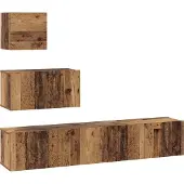 Syfax Tv-meubelset Wandgemonteerd 4 pcs Oud Hout Bewerkt hout