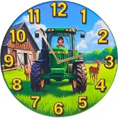 Excellent Wandklok, 30 cm - Groene tractor