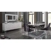 AEA Esszimmer Set Esstisch 4x Stühle Kommode mit Spiegel Modern Set Grau