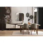 AEA Braun-Weiße Esszimmer Möbel Designer Esszimmergarnitur Luxus 9tlg Set