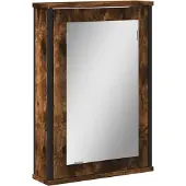 Syfax Badkamerspiegelkast 42x12x60 cm bewerkt hout gerookt eikenkleur