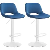 CLP 2x Barstoel Camden - fluweel, wit frame - Blauw