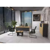 AEA Arbeitszimmer Büro Eckschreibtisch Couchtisch Sideboard Modern Braun