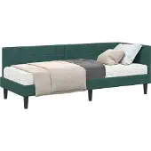 Syfax Hoekbedframe met Matras 2 st Donkergroen 80 x 200 cm Fluweel