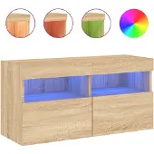 Sonstiges Tv-wandmeubel met LED-verlichting 80x30x40 cm sonoma eikenkleur