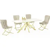 AEA Hochwertig Esszimmer Set Garnitur Tisch 4x Stühle Design Möbel Beige