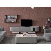 AEA Wohnwand Set Holz Einrichtung Luxus Wohnzimmer TV-Ständer Design Wandregal
