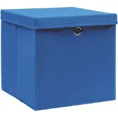 vidaXL Opbergboxen met deksel 10 st 32x32x32 cm stof blauw