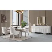 AEA Esszimmer Set Esstisch 4x Stühle Sideboard mit Spiegel Holz Essgruppe Garnitur