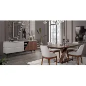 AEA Braun-Weiß Esszimmer Garnitur Esstisch 4x Stühle Kommode Spiegel 7tlg