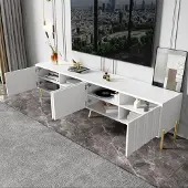 OKWISH TV-meubel, TV-kast, 1903848 cm, televisietafel, woonkamerkast, wit