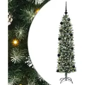 Syfax Kunstmatige slanke kerstboom met 150 LED Groen en Wit 150 cm