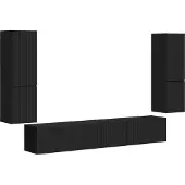 vidaXL Tv-meubelset 4 pcs Zwart Bewerkt hout