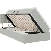 vidaXL LED opbergbed met matras Lichtgrijs 90 x 200 cm Fluweel