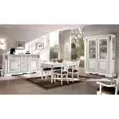 AEA Esszimmer Esstisch Stuhl Kommode Vitrine Gruppe Garnitur Holz Weiß Set 7tlg