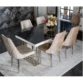 AEA Schwarz-Weißer Esszimmer Glastisch Designer Textilstühle Esszimmermöbel