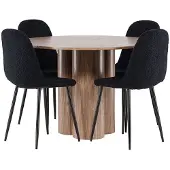Ebuy24 Olivia eethoek tafel Ø110cm en 4 teddy stoelen bruin.
