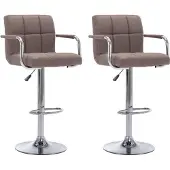 Prolenta Maison Exclusive - 2 barkrukken, taupekleurig, met stoffen bekleding