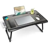 Sonstiges Amaredom, inklapbare laptoptafel met lade en bekerhouder, 60x40 cm, zwart
