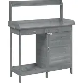 Syfax Oppottafel met kast 110,5x45x124,5 cm massief vurenhout grijs