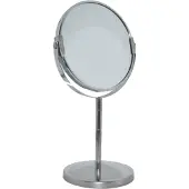 Merkloos Verchroomde make-upspiegel, rond, met voet - 13 cm
