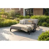 Van der Garde Tuinmeubelen Mexico 2-persoons sunbrella ligbed met bijzettafel - Taupe