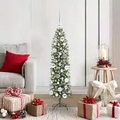 Prolenta Maison Exclusive - Kunstkerstboom, slank model, groen en wit, 120 cm