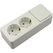 Berker Opbouw combinatie wandcontactdoos (wcd) RA 2-voudig + wisselschakelaar polarwit