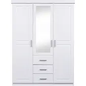 Ebuy24 Gerpa kledingkast 2 deuren, 1 spiegeldeur, 3 lades wit.