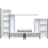 AEA Schwarz Wohnwand Wohnzimmer Luxus Set Vitrine TV Ständer Holz Möbel